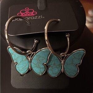 paparazzi Turquoise Butterfly Hoop Earrings